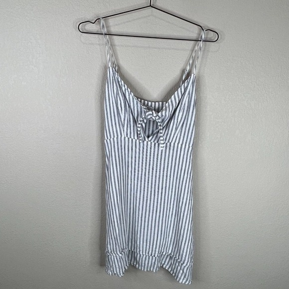 Rails Women's Linen Mini Dress‎ Canela Stripe White Gray Small Summer Spring - Picture 1 of 14